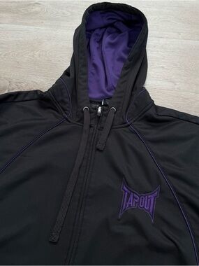 VTG Tapout Full Zip Hoodie Black Purple 2000’s Vintage MMA Y2K Skate Grunge Emo